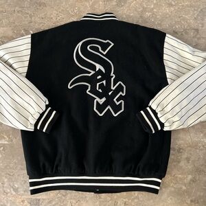 Vintage 1990s JH Design Chicago White Sox Varsity Jacket Faux Leather L